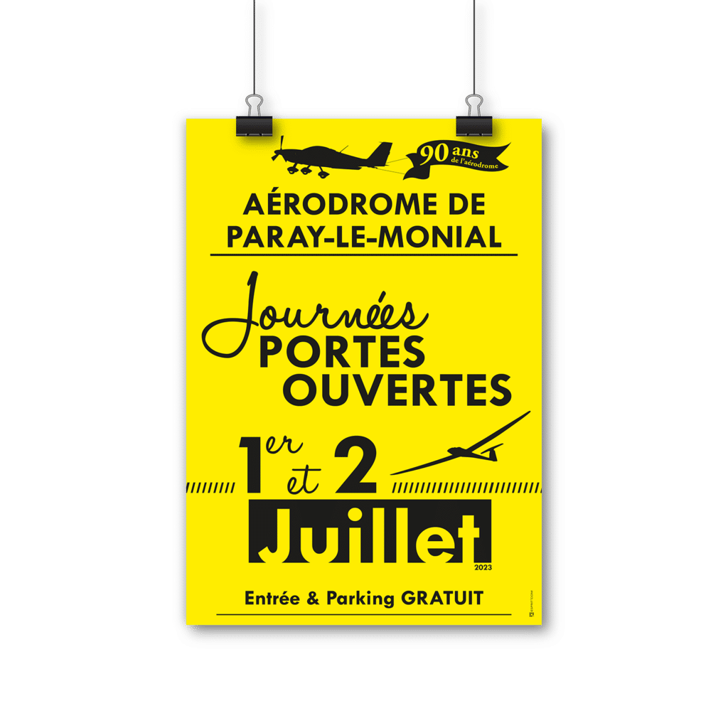 Affiche fluo porte ouverte Aeroclub Création graphique Tecknyscene Esprit'Com-01