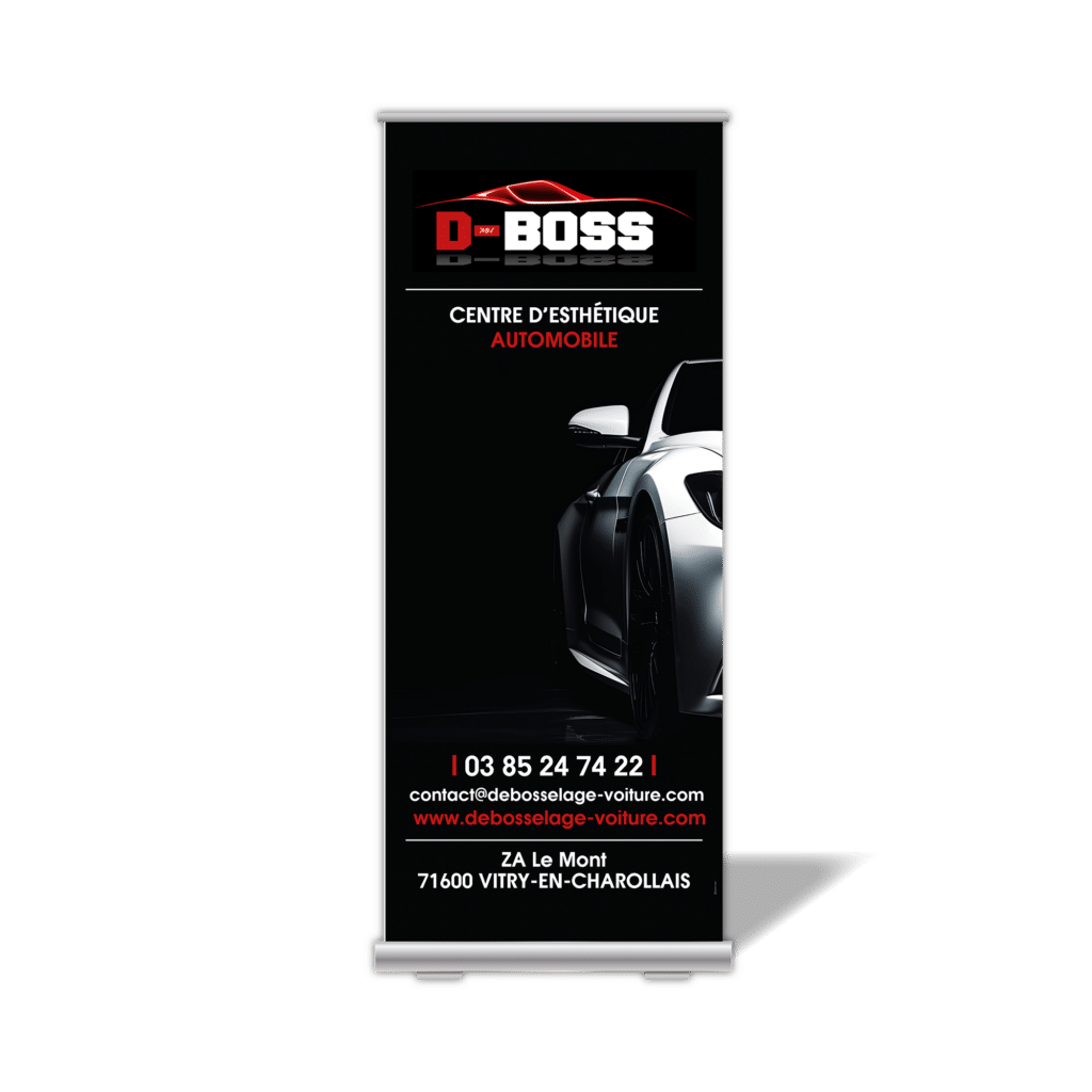 Roll-up D-Boss debosselage voiture Création graphique support evenementiel Tecknyscene Esprit'Com