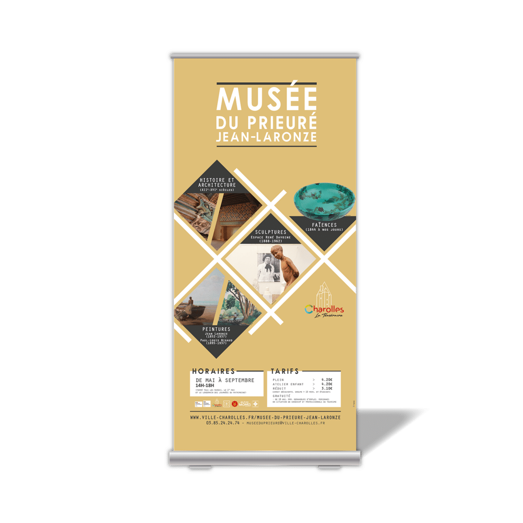 Roll-up Musée du Prieuré Charolles 71 Visite Tourisme patrimoine Création graphique Tecknyscene Esprit'Com